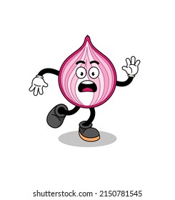 slipping sliced onion mascot illustration , character design