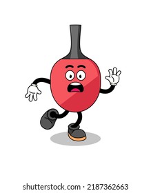 slipping table tennis racket mascot illustration , character design