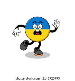 slipping ukraine flag mascot illustration , character design