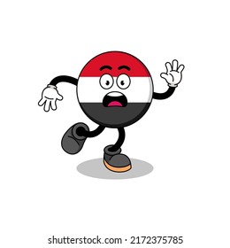 slipping yemen flag mascot illustration , character design