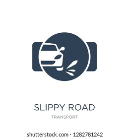 slippy road icon vector on white background, slippy road trendy filled icons from Transport collection, slippy road vector illustration