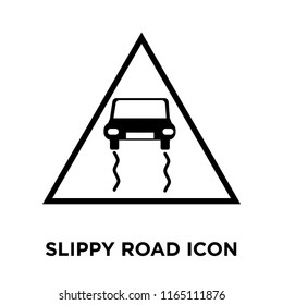 Slippy road sign icon vector isolated on white background, Slippy road sign transparent sign
