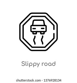 slippy road vector line icon. Simple element illustration. slippy road outline icon from transport concept. Can be used for web and mobile