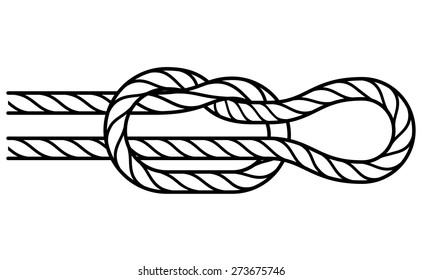 A slip/running knot. Lineart. Strokes converted to shapes.