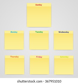 Slips of paper with different days  of reminders
