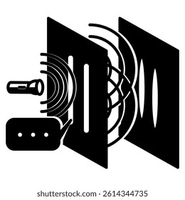 Slit icon represented by slit on board Black Filled style.