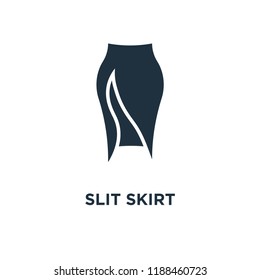 Slit Skirt icon. Black filled vector illustration. Slit Skirt symbol on white background. Can be used in web and mobile.