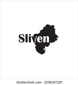 Sliven map and black lettering design on white background