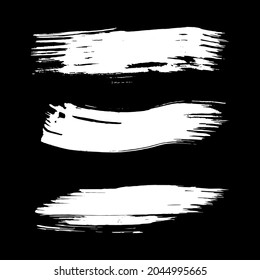 Sliver Set Of Hand Drawn Brush Paint. White Watercolor Background. Black Dirty Brushes. Grunge Design. Distress Banner. Dirty Art Paint. Brush Banner. Watercolor Layer. 