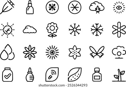 Sllergies Icons Set .Allergies Thin Line Icons - Editable Stroke - Icons Include Food Allergy, Seasonal Allergy, Itching, Sneezing, Congestion, Pets, Pollen, Allergens, Allergy Symptoms 