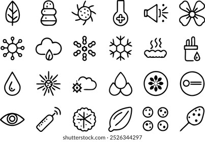 Sllergies Icons Set .Allergies Thin Line Icons - Editable Stroke - Icons Include Food Allergy, Seasonal Allergy, Itching, Sneezing, Congestion, Pets, Pollen, Allergens, Allergy Symptoms 