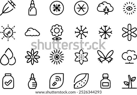 Sllergies Icons Set .Allergies Thin Line Icons - Editable Stroke - Icons Include Food Allergy, Seasonal Allergy, Itching, Sneezing, Congestion, Pets, Pollen, Allergens, Allergy Symptoms 