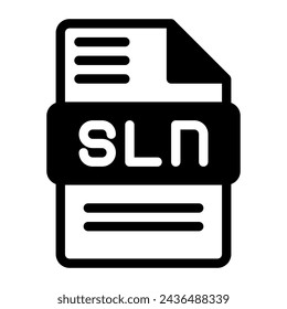 Icono de archivo .sln. Símbolo de formato de audio Iconos sólidos, ilustración vectorial. se puede utilizar para interfaces web, aplicaciones móviles y software