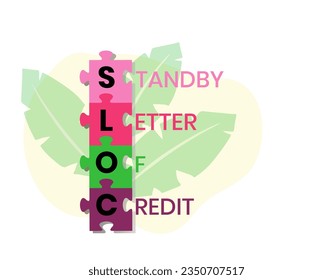 SLOC - Standby Letter Of Credit acronym. business concept background. vector illustration concept with keywords and icons. lettering illustration with icons for web banner, flyer, landing page