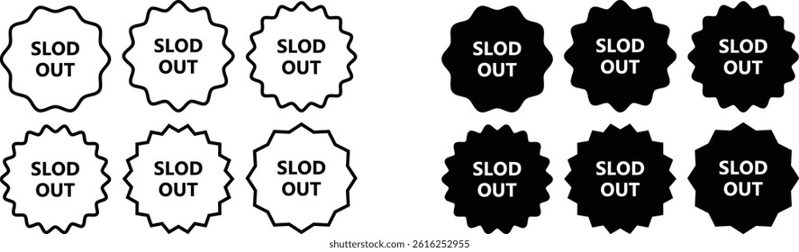 slod out flat and line icon set. slod out tag set. seling item slod out design. High-Quality Sold Out Label. Sorry this event is sold out vector illustration