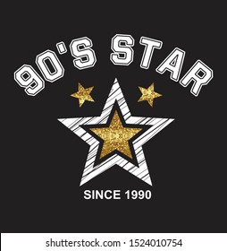 slogan 90's star for t shirt illustration