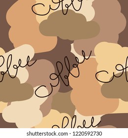 Slogan about coffee, hand drawing, seamless pattern
