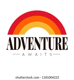 slogan ADVENTURE AWAITS phrase graphic vector Print Fashion lettering