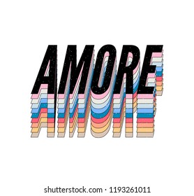 slogan AMORE phrase graphic vector Print Fashion lettering calligraphy