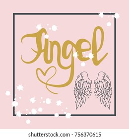 slogan angel. vector illustration print