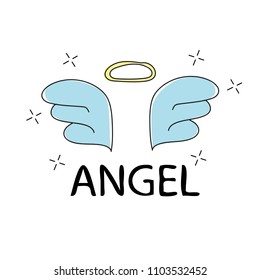 Slogan angel vector print. For t-shirt graphics - cute simple textile graphic