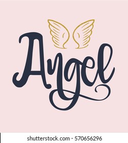 slogan angel vector print.For t-shirt or other uses,T-shirt graphics / textile graphic