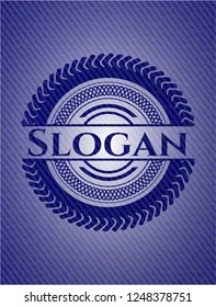Slogan badge with jean texture
