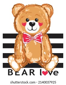slogan bear love illustration art