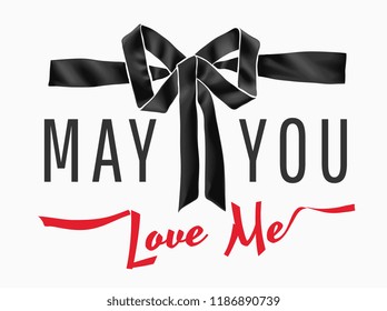 slogan with black bow illustration