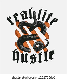 slogan with black snake illustration