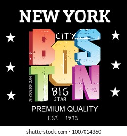 slogan boston tee graphic typography for print t shirt illustration, stock vector,art,style