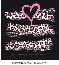 slogan brush leopard or heart illustration