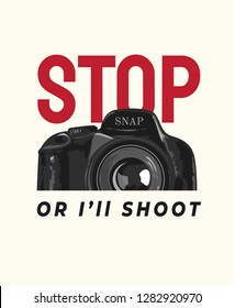 slogan with camera illustration