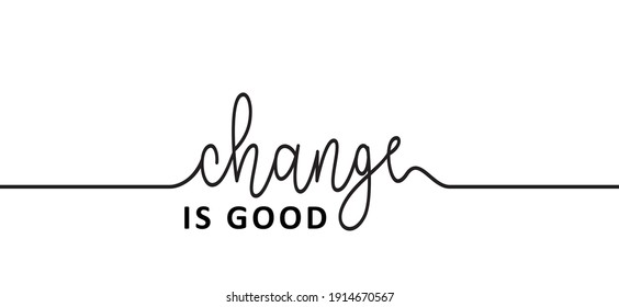 Slogan change is good. Possitive, motivation and inspiration for greeting cards or banner. Flat vector best quotes sign. 
