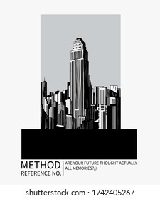 Slogan with city illustration background. Vector graphic for t-shirt print and other uses.