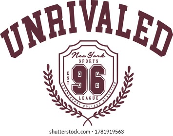 UNRİVALED SLOGAN COLLEGE CREST EMBLEM VECTOR