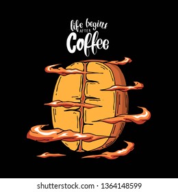 Slogan with cool coffee beans illustration