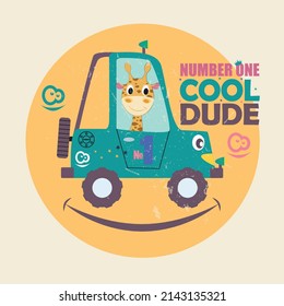 Slogan Cool Dude graphic with patches illustration for kid t-shirt and other uses, vector graphic.