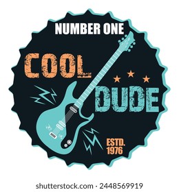 Slogan Cool Dude graphic with patches illustration for kid t-shirt and other uses, vector graphic.