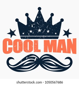 Slogan Cool Man graphic with patches illustration for kid t-shirt and other uses, vector graphic.