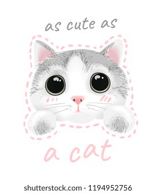 slogan with cute cat illustration