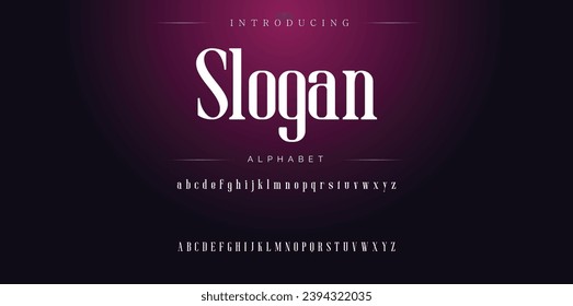 Slogan Elegant Font Uppercase Lowercase and Number. Classic Lettering Minimal Fashion Designs. Typography modern serif fonts regular decorative vintage concept. vector illustration