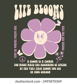 slogan with flowres vector. life blooms slogan.