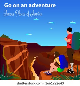 The slogan is forward to adventure. Girl and para-athlete travel in the mountains