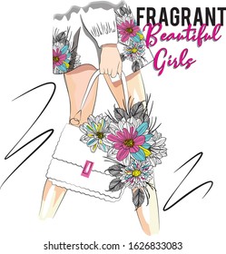 slogan fragrant beautiful girls illüstration