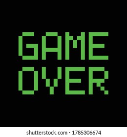 Terminó El Juego De Pixel. Fin del juego de píxeles de 8 bits. Signo de vector