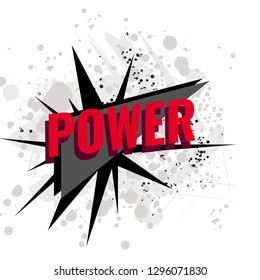 Slogan Geometry Power Boom cube, symbol. Exhortation