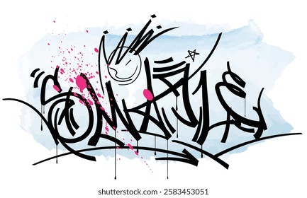 Slogan Graffiti urban street style drawing. smile Tag Graffiti Style Label Lettering. typography street art graffiti slogan print, t shirt graphics print vector illustration design.eps8