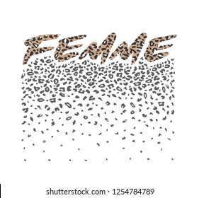 Slogan graphic femme with leopard skin for t-shirt print poster