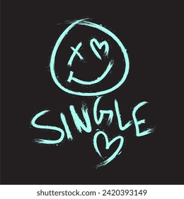 slogan graphic print single with heart message vector